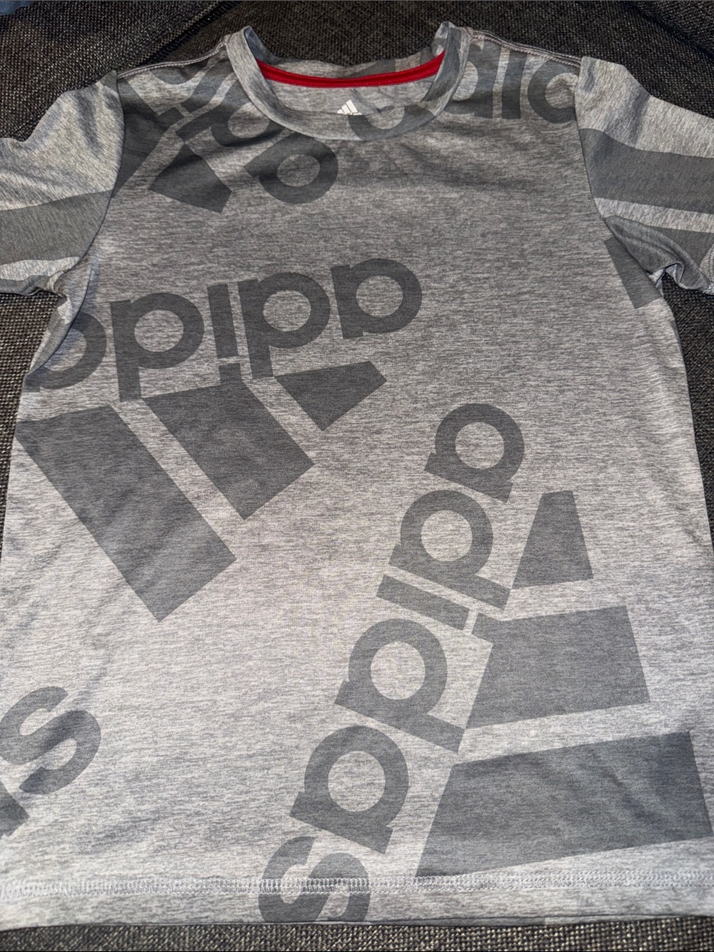 adidas Light Gray Graphic Logo Tee with Dark Gray Accents